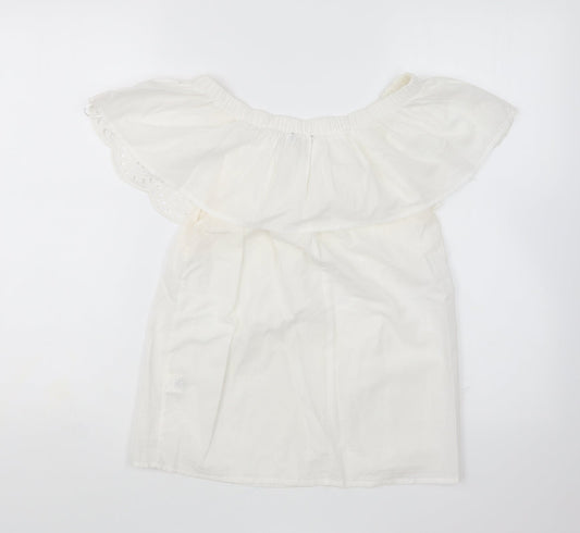 Atmosphere Womens White Cotton Basic Blouse Size 10 Off the Shoulder