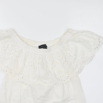 Atmosphere Womens White Cotton Basic Blouse Size 10 Off the Shoulder
