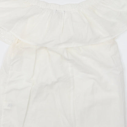 Atmosphere Womens White Cotton Basic Blouse Size 10 Off the Shoulder