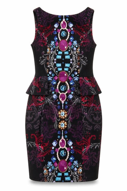 Red Herring Womens Black Geometric Polyester Bodycon Size 8 V-Neck Pullover