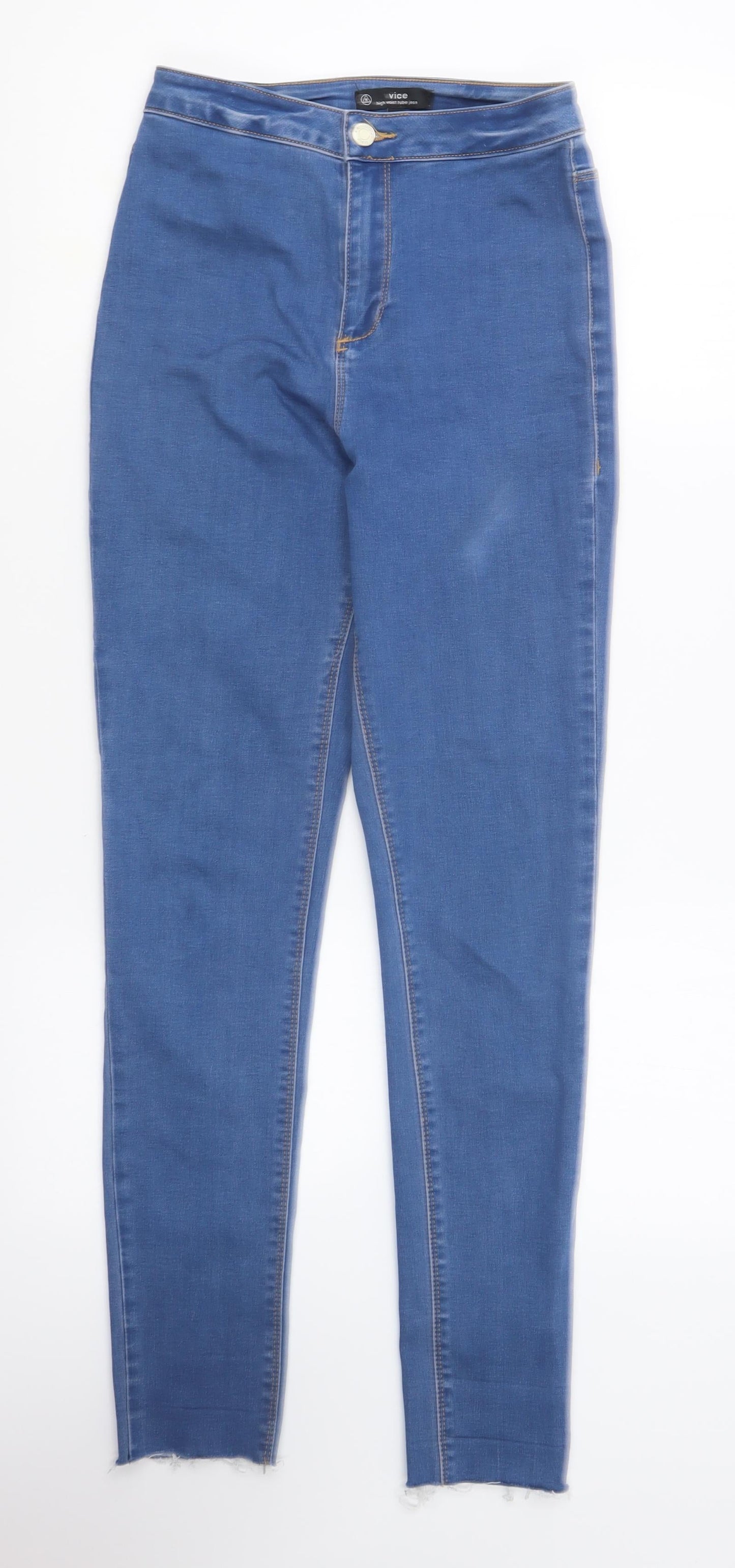 Missguided Womens Blue Cotton Skinny Jeans Size 8 L28 in Regular Button