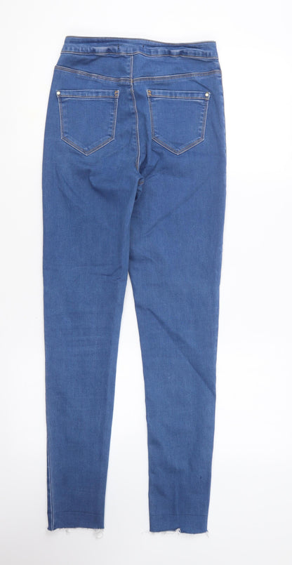 Missguided Womens Blue Cotton Skinny Jeans Size 8 L28 in Regular Button