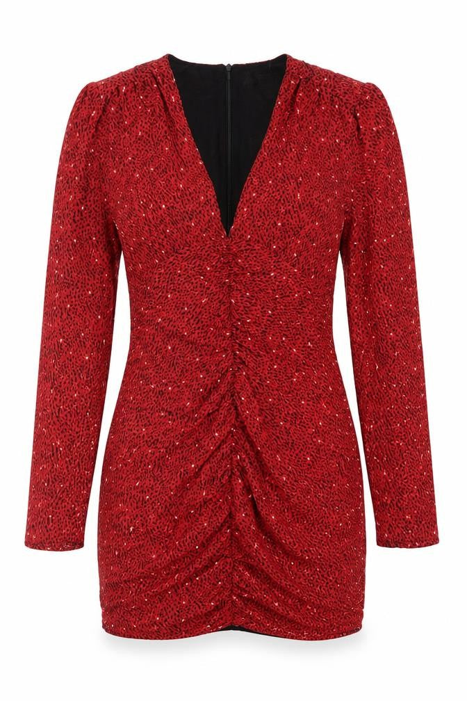 Zara Womens Red Lyocell Mini Size XS V-Neck Zip