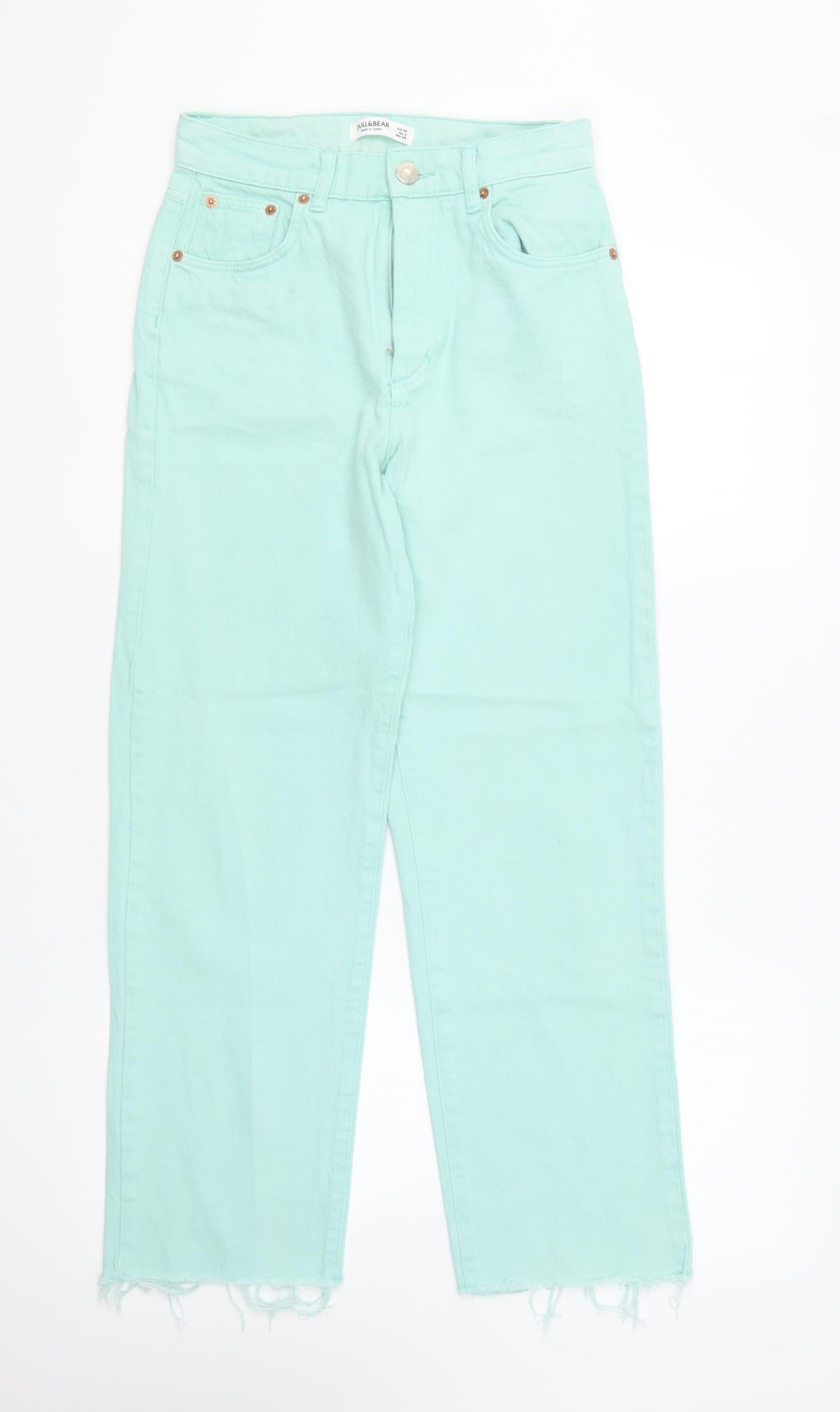 Pull&Bear Womens Blue Cotton Straight Jeans Size 4 L26 in Regular Button