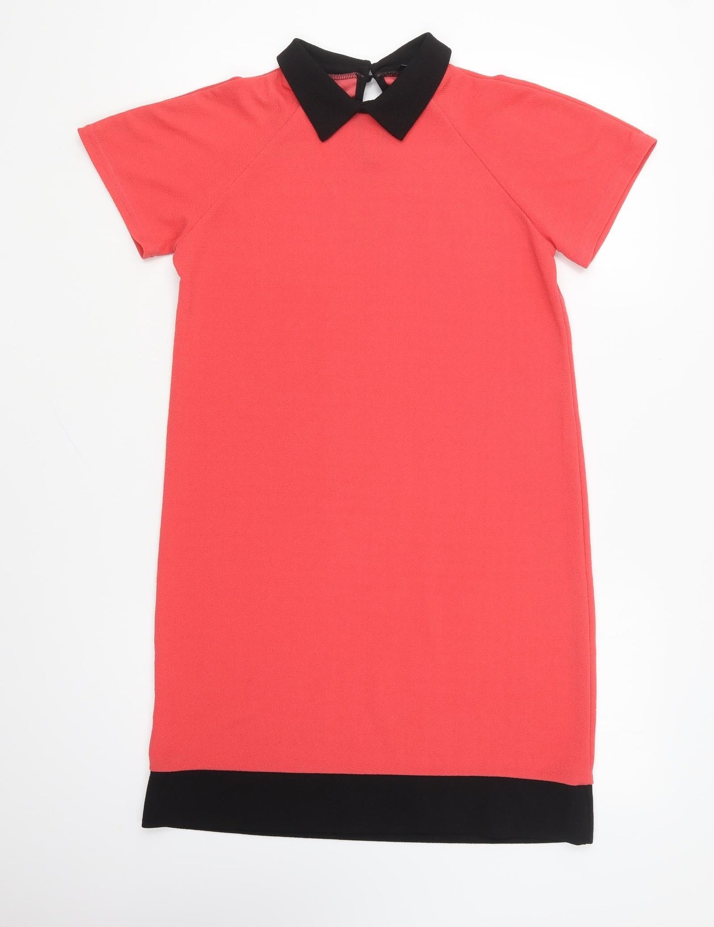 Exhibit Womens Red Polyester Shift Size 12 Collared Button