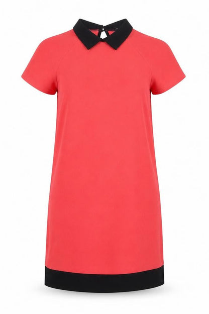 Exhibit Womens Red Polyester Shift Size 12 Collared Button