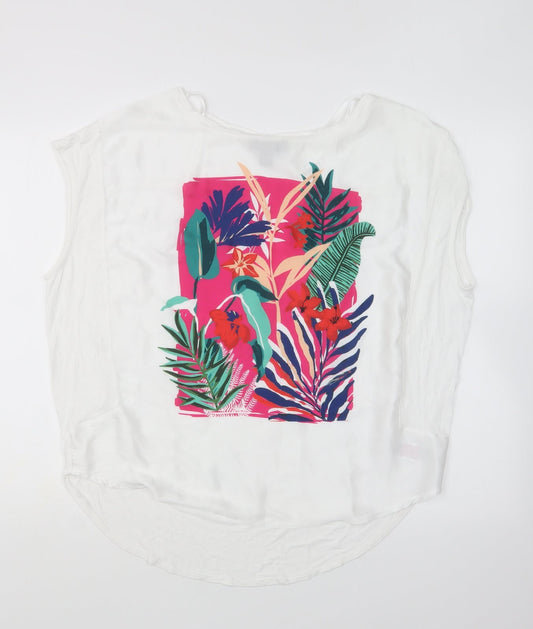 Primark Womens White Viscose Basic T-Shirt Size S Round Neck