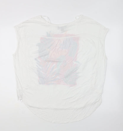 Primark Womens White Viscose Basic T-Shirt Size S Round Neck