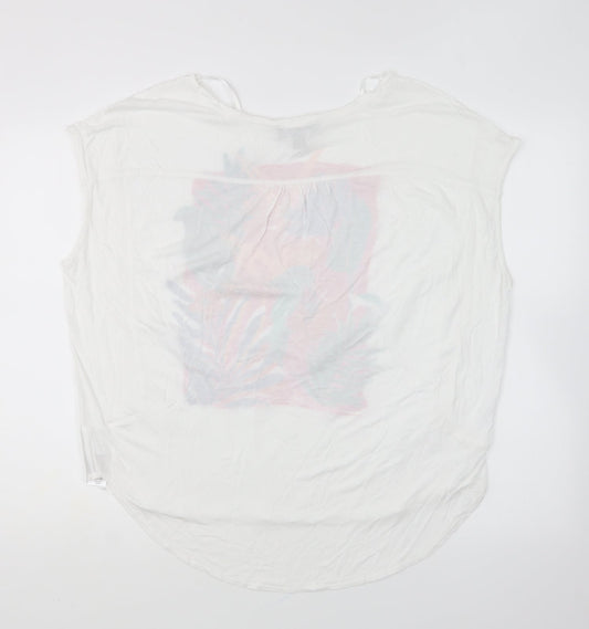 Primark Womens White Viscose Basic T-Shirt Size S Round Neck