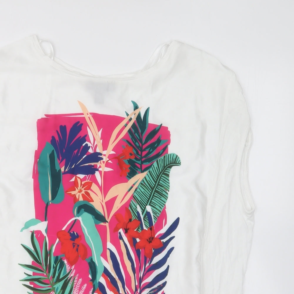 Primark Womens White Viscose Basic T-Shirt Size S Round Neck