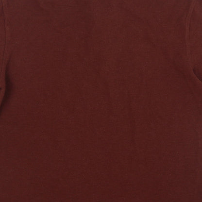 Marks and Spencer Mens Brown Cotton Polo Size M Collared Button
