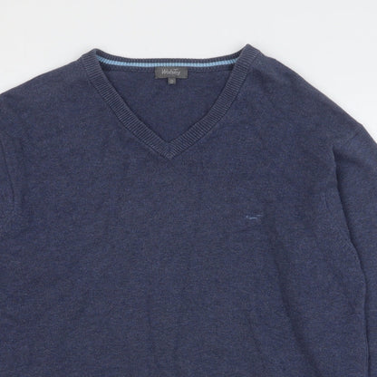 Wolsey Mens Blue V-Neck Cotton Pullover Jumper Size M