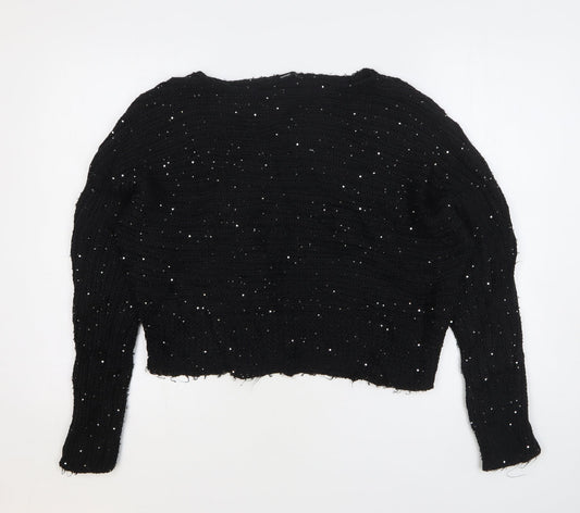 George Womens Black Boat Neck Polyester Pullover Jumper Size M