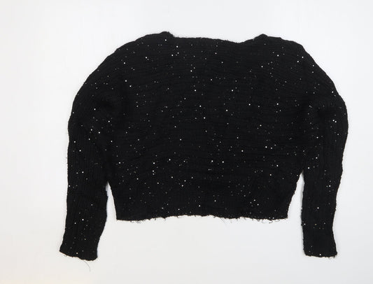 George Womens Black Boat Neck Polyester Pullover Jumper Size M