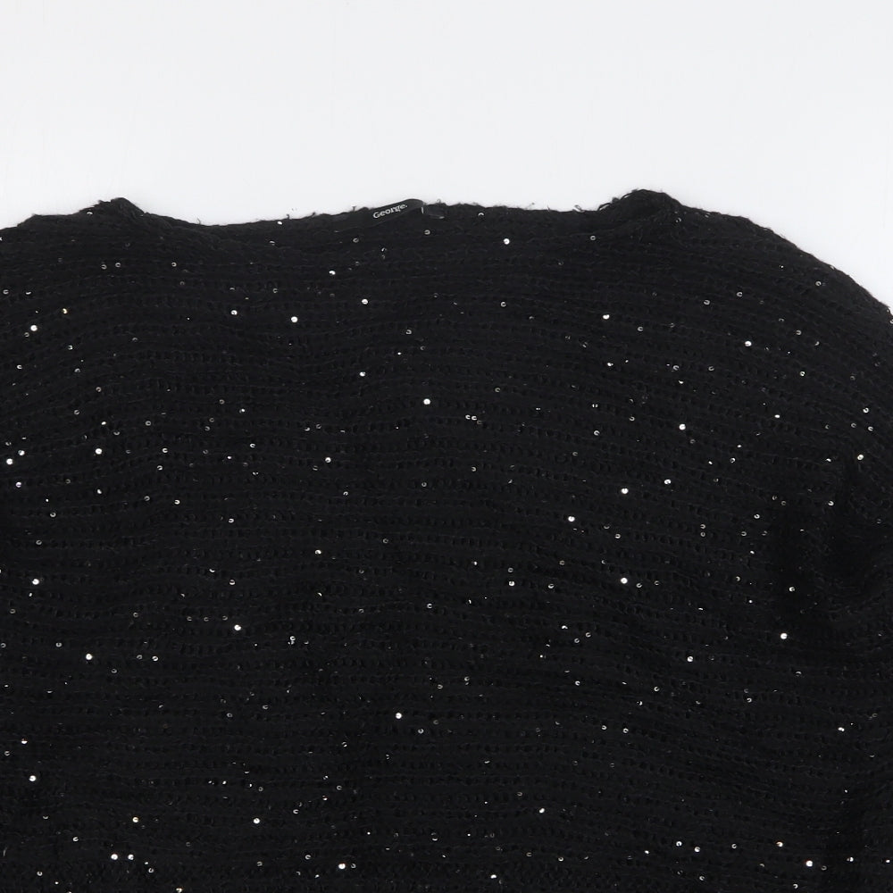 George Womens Black Boat Neck Polyester Pullover Jumper Size M