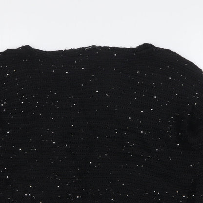 George Womens Black Boat Neck Polyester Pullover Jumper Size M