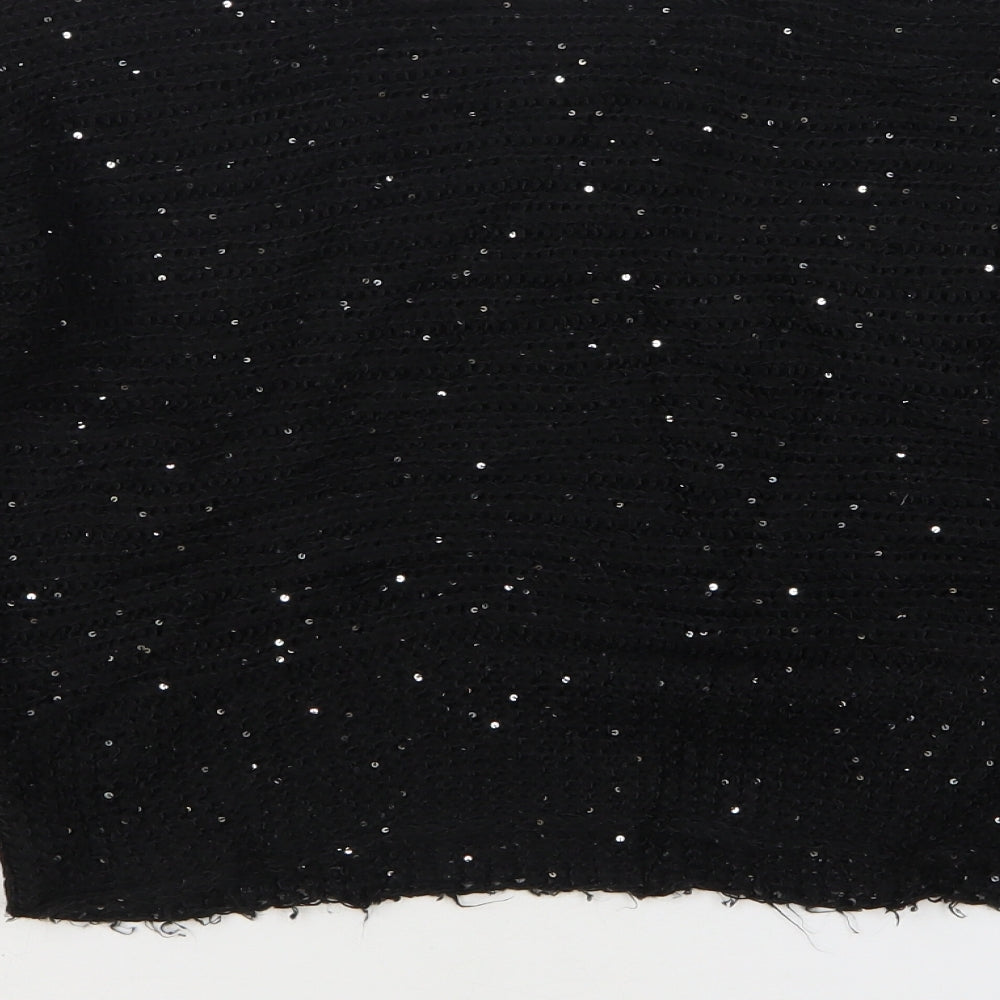 George Womens Black Boat Neck Polyester Pullover Jumper Size M