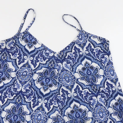 PRETTYLITTLETHING Womens Blue Geometric Polyethylene Playsuit One-Piece Size 12