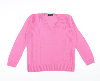 Womens UK Size L CHIC Pink Pullover Jumper
