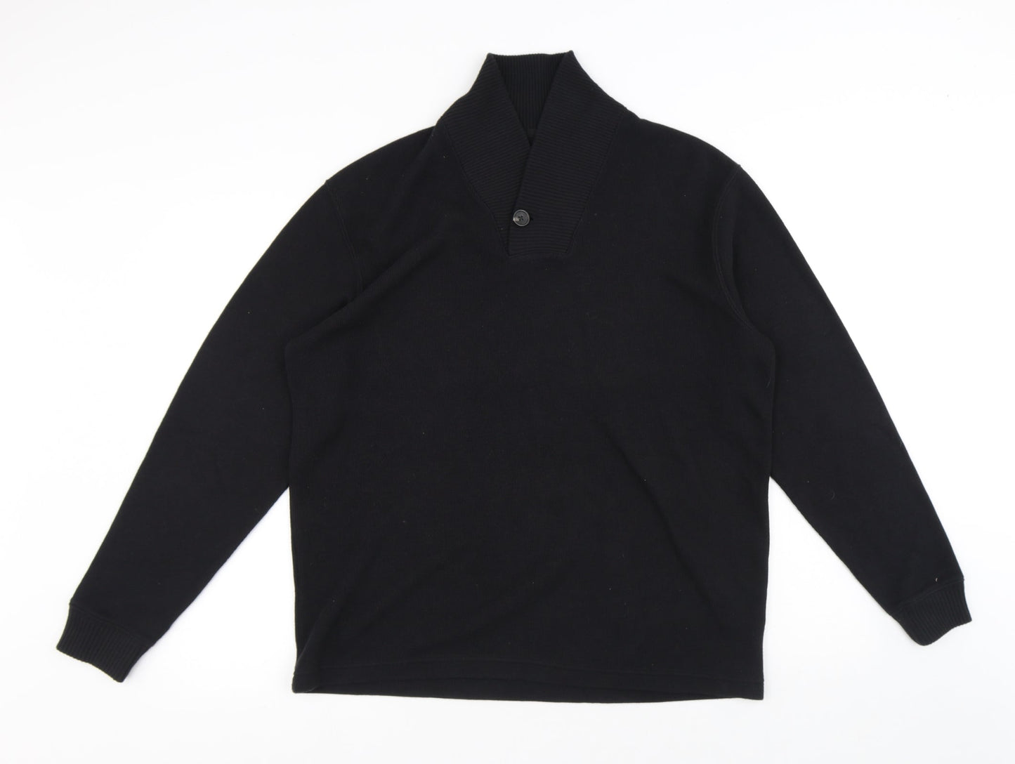 Marks and Spencer Mens Black High Neck Cotton Pullover Jumper Size M
