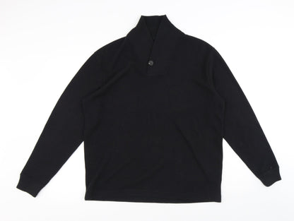 Marks and Spencer Mens Black High Neck Cotton Pullover Jumper Size M