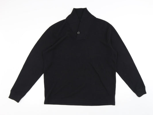 Marks and Spencer Mens Black High Neck Cotton Pullover Jumper Size M