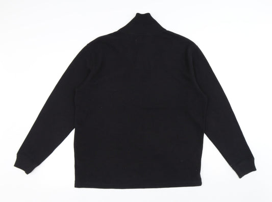 Marks and Spencer Mens Black High Neck Cotton Pullover Jumper Size M