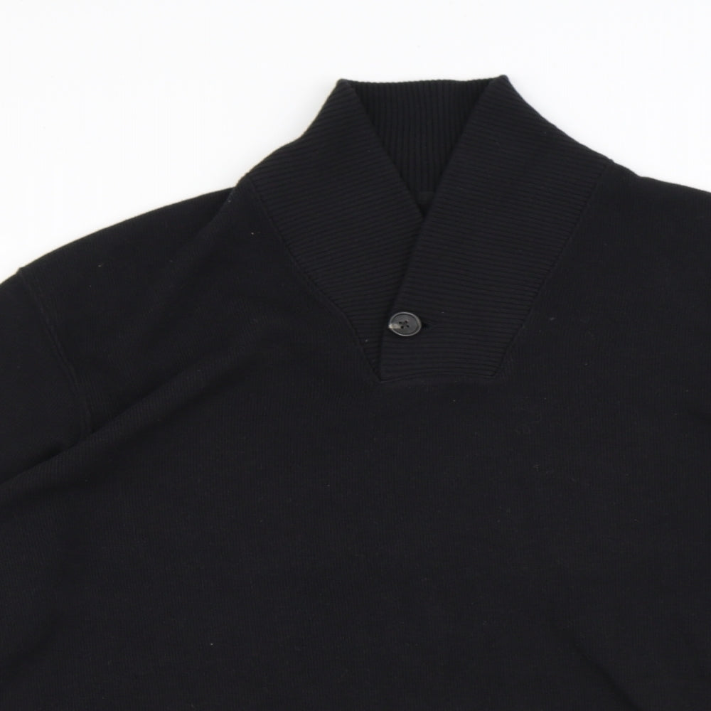 Marks and Spencer Mens Black High Neck Cotton Pullover Jumper Size M