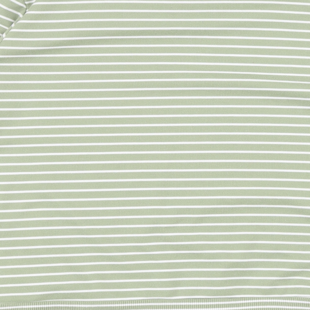 Bonmarché Womens Green Striped Polyester Pullover Sweatshirt Size S Drawstring