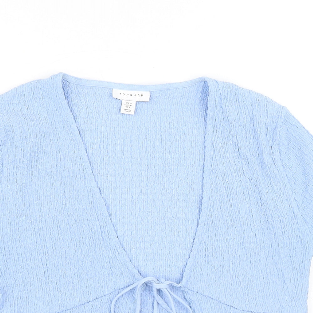 Womens UK Size 12 Topshop Blue Basic T-Shirt