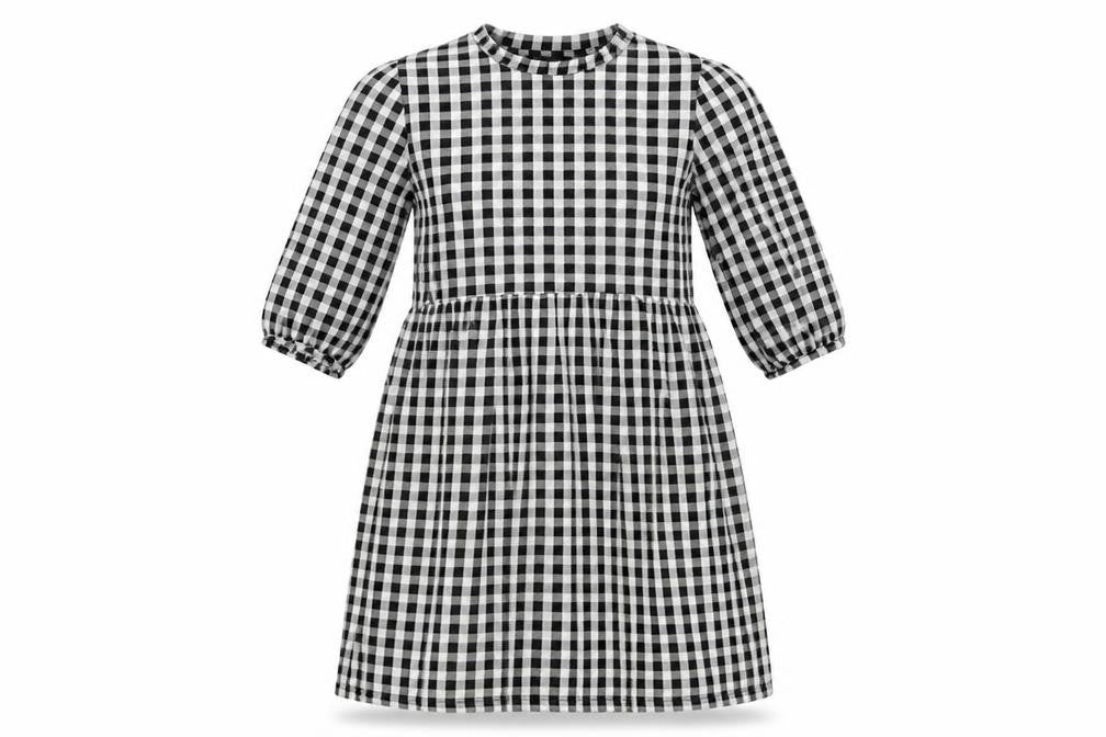 New Look Womens Black Check A-Line Size 4 Crew Neck Pullover