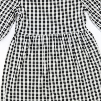 New Look Womens Black Check A-Line Size 4 Crew Neck Pullover