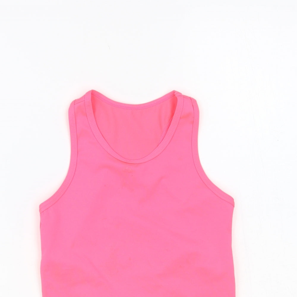 Leigh Tucker Willow Girls Pink Polyester Pullover Tank Size 3-4 Years Round Neck Pullover - Cut Out
