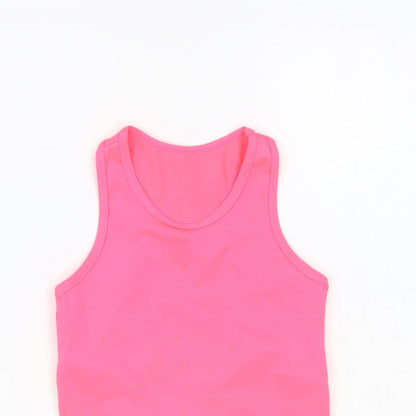 Leigh Tucker Willow Girls Pink Polyester Pullover Tank Size 3-4 Years Round Neck Pullover - Cut Out