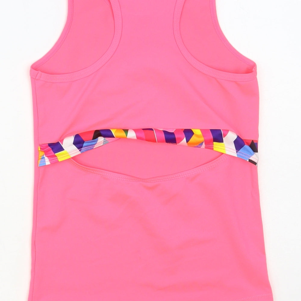 Leigh Tucker Willow Girls Pink Polyester Pullover Tank Size 3-4 Years Round Neck Pullover - Cut Out