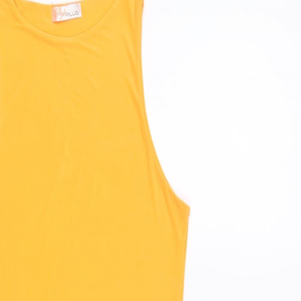Style Plus Womens Orange Polyester Tank Dress Size 10 Round Neck Pullover - Neon