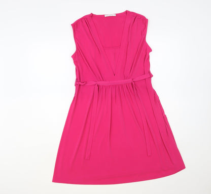 Annee Matthew Womens Pink Lyocell Fit & Flare Size L V-Neck Pullover