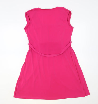 Annee Matthew Womens Pink Lyocell Fit & Flare Size L V-Neck Pullover
