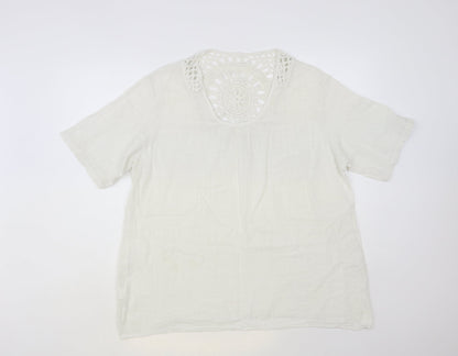 Womens UK Size L Preworn White Basic Blouse