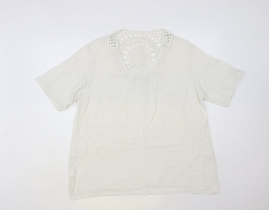 Womens UK Size L Preworn White Basic Blouse