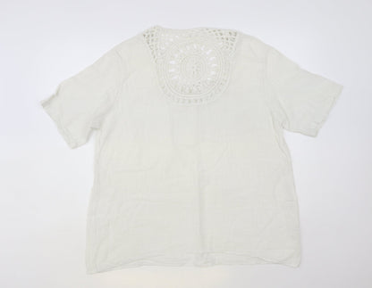 Womens UK Size L Preworn White Basic Blouse