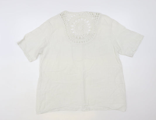 Womens UK Size L Preworn White Basic Blouse