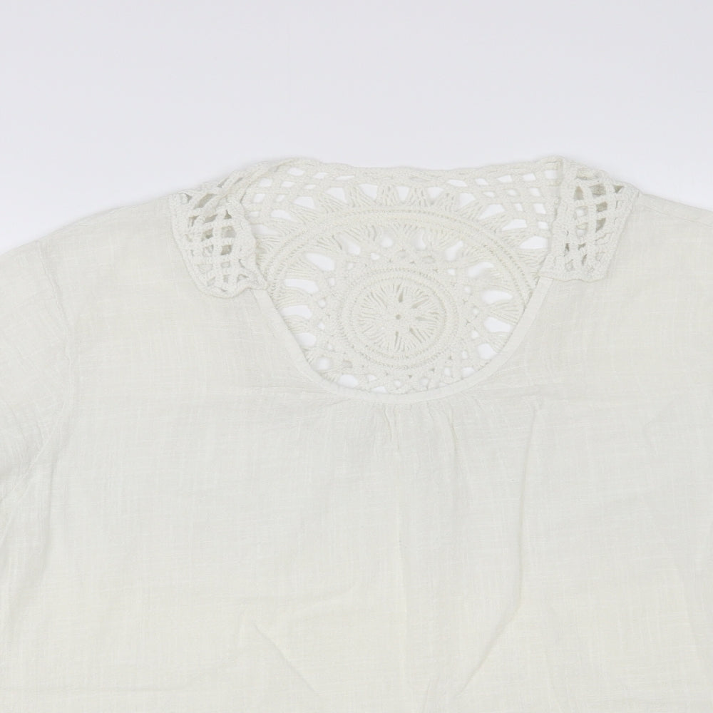 Womens UK Size L Preworn White Basic Blouse