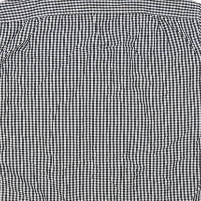 George Mens Black Check Cotton Button-Up Size L Collared Button