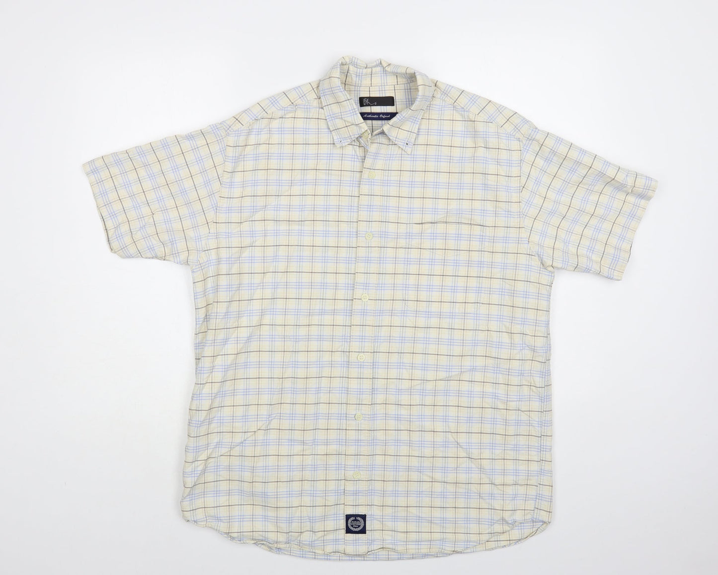 Mens UK Size L BHS Ivory  Button-Up Short Sleeve Casual Shirt