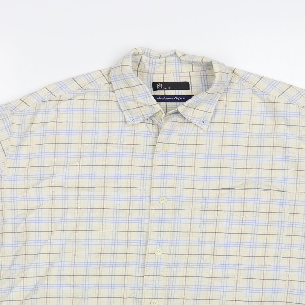 Mens UK Size L BHS Ivory  Button-Up Short Sleeve Casual Shirt