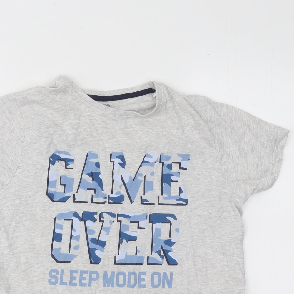 jeff&co Boys Grey Cotton Basic T-Shirt Size 11-12 Years Round Neck Pullover - Game Over