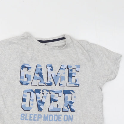 jeff&co Boys Grey Cotton Basic T-Shirt Size 11-12 Years Round Neck Pullover - Game Over