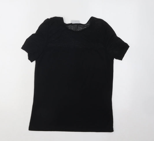 Noisy may Womens Black Polyester Basic T-Shirt Size S Round Neck