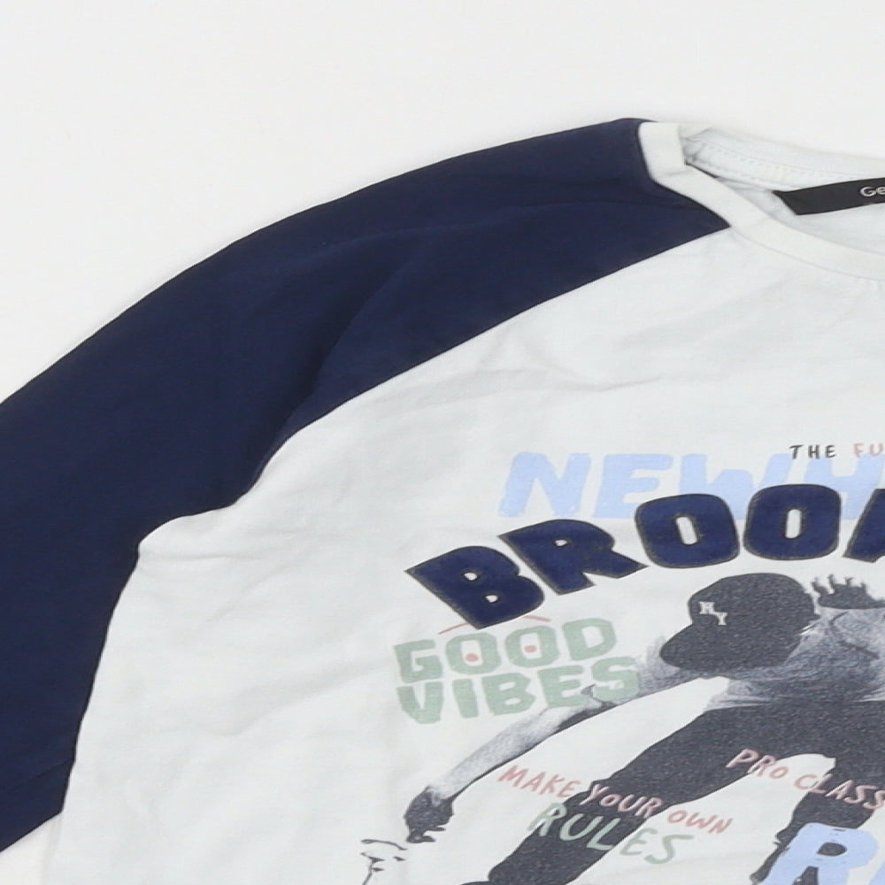 George Boys White Cotton Basic T-Shirt Size 6-7 Years Round Neck Pullover - Brooklyn Stakeboard